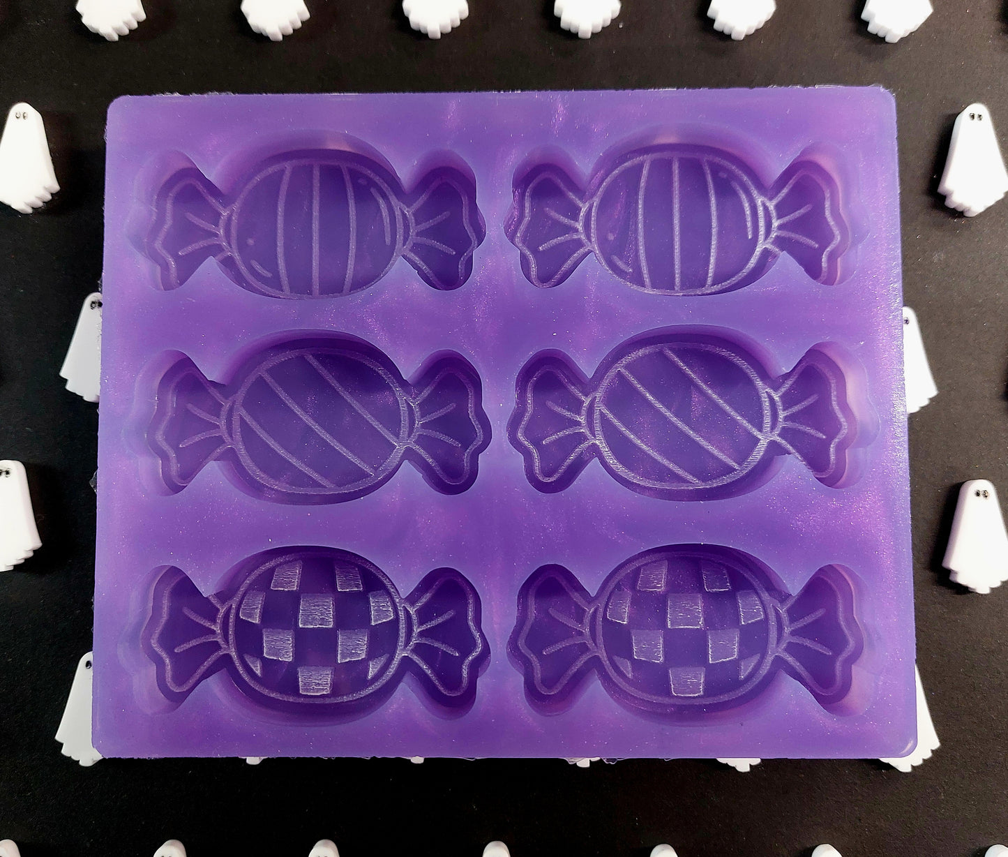 Sweets 6 cell Silicone Mould for wax, resin, soap etc