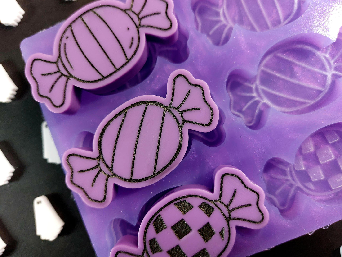 Sweets 6 cell Silicone Mould for wax, resin, soap etc