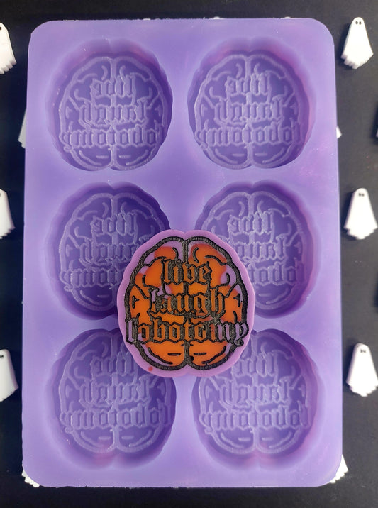 Live Laugh Lobotomy Brain 6 cell Silicone Mould for wax, resin, soap etc