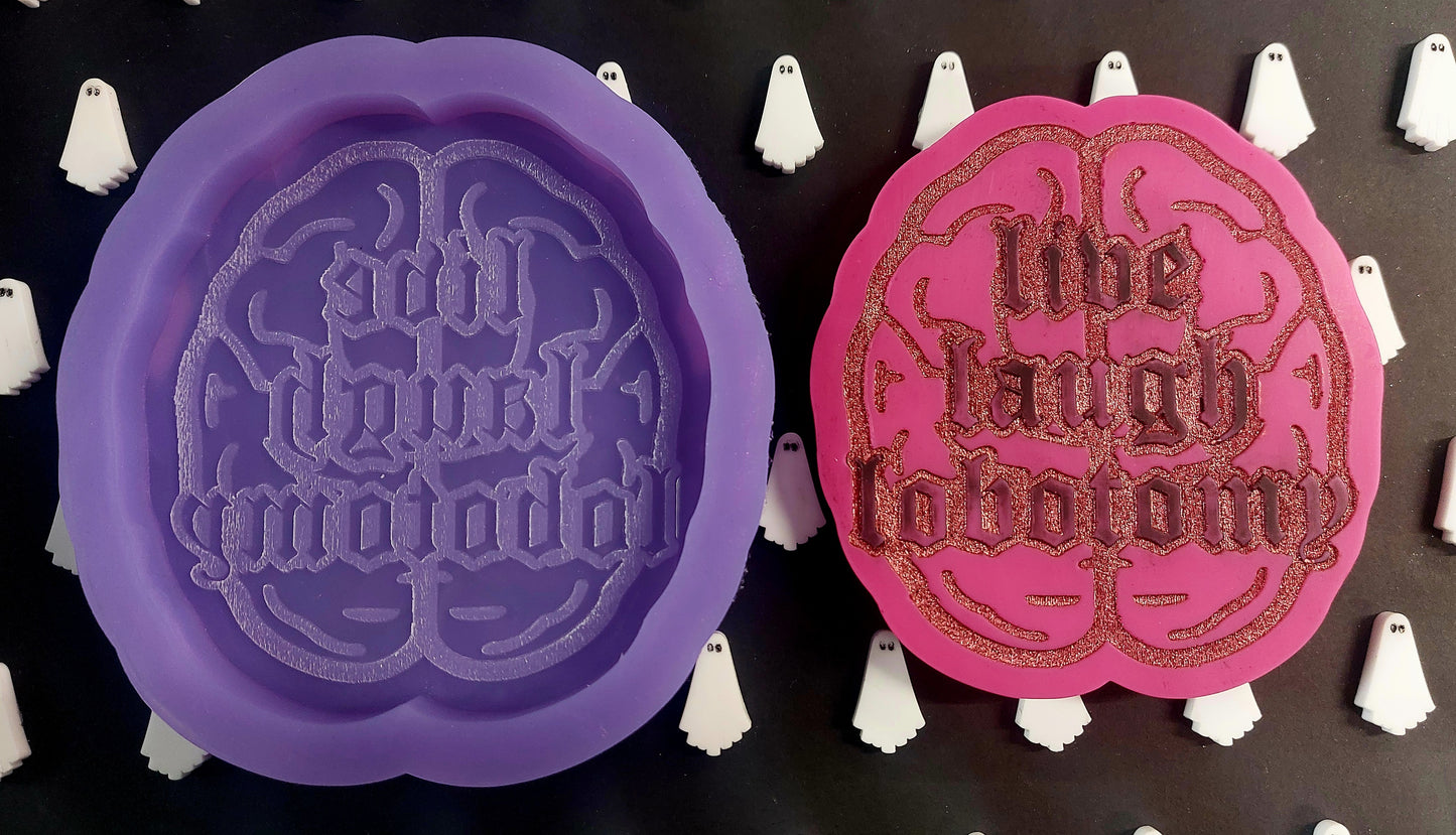 Live Laugh Lobotomy Brain wax/coaster Silicone Mould for wax, resin, soap etc