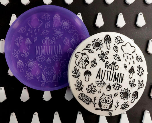 Hello Autumn Owl disc/coaster Silicone Mould for wax, resin, soap etc