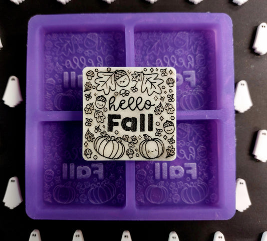 Hello Fall 4 Cell Silicone Mould for wax, resin, jesmonite, soap etc