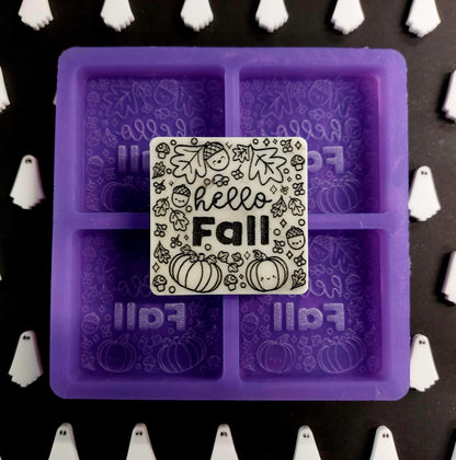 Hello Fall 4 Cell Silicone Mould for wax, resin, jesmonite, soap etc