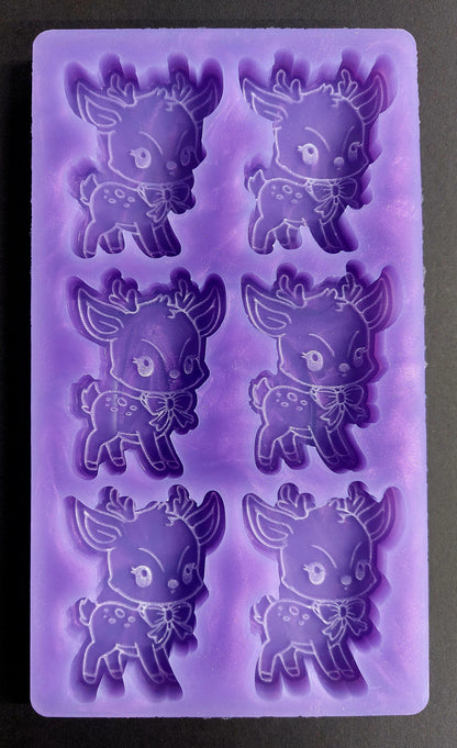 Reindeer 6 Cell Silicone Mould for wax, resin, jesmonite, soap etc