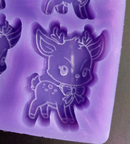 Reindeer 6 Cell Silicone Mould for wax, resin, jesmonite, soap etc