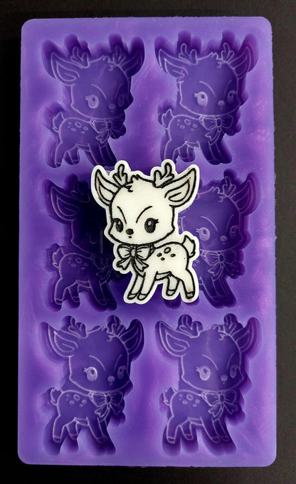 Reindeer 6 Cell Silicone Mould for wax, resin, jesmonite, soap etc