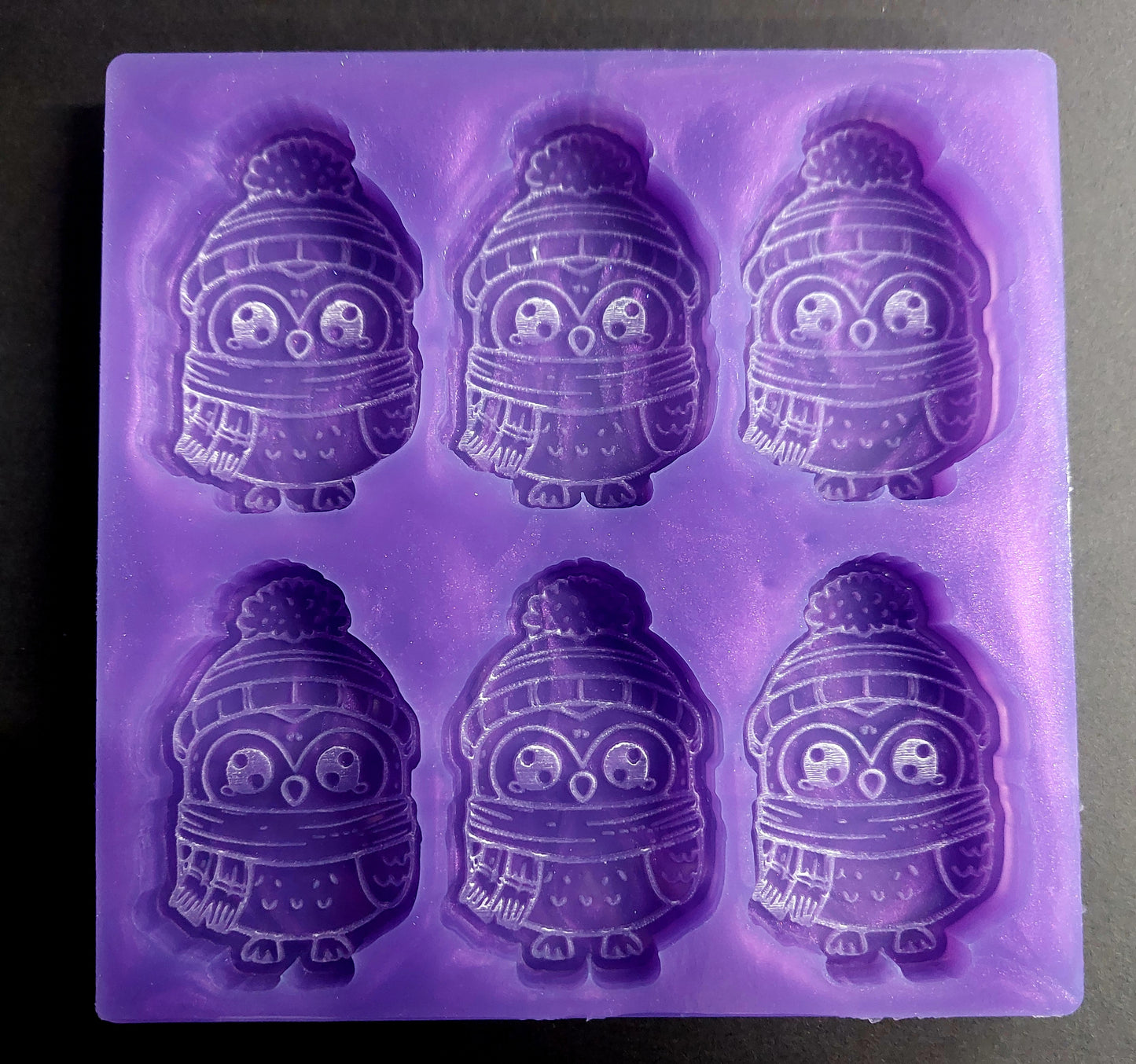 Penguin 6 Cell Silicone Mould for wax, resin, jesmonite, soap etc