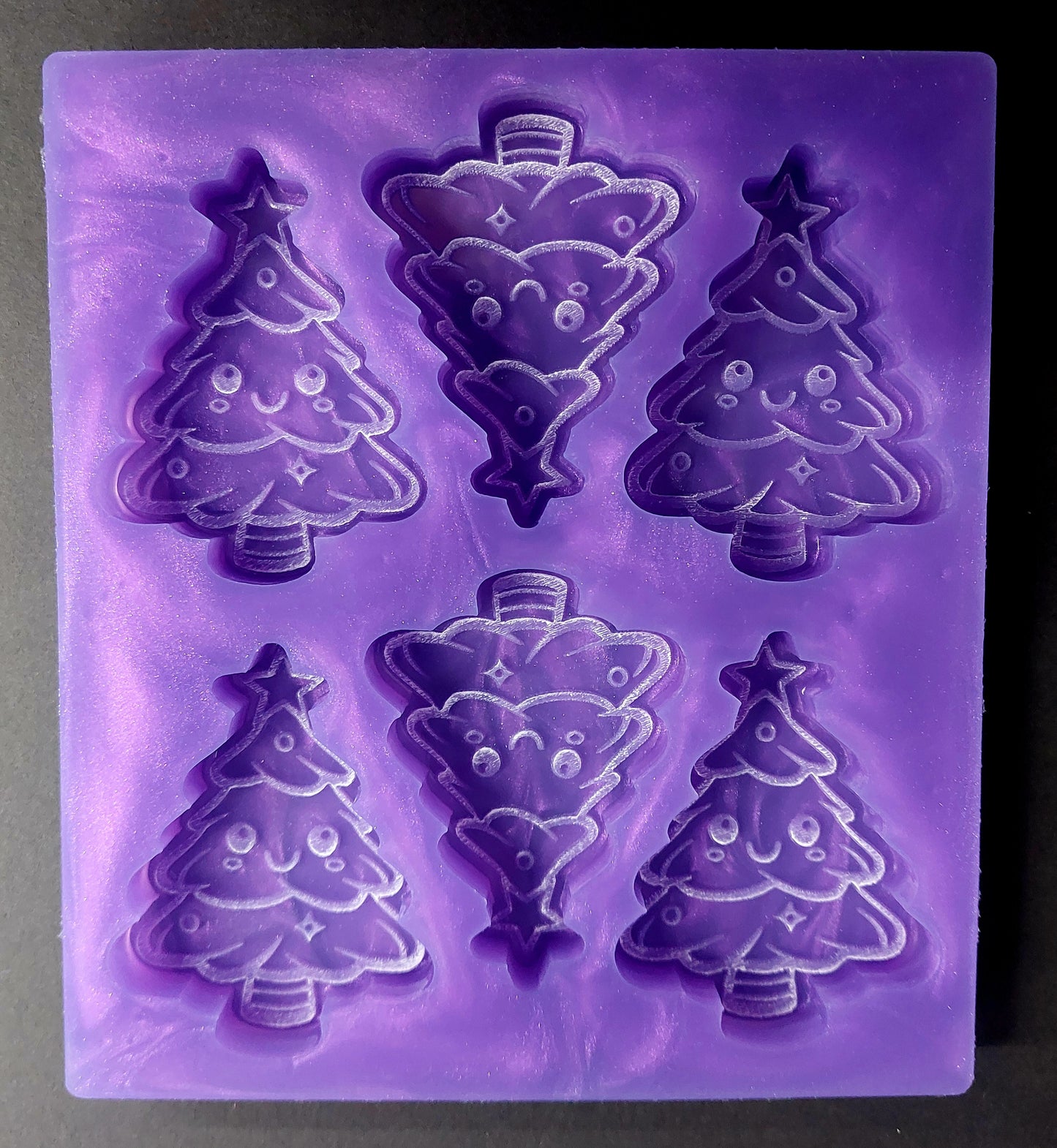 Cute Christmas Tree 6 Cell Silicone Mould for wax, resin, jesmonite, soap etc