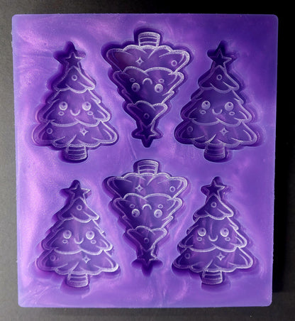 Cute Christmas Tree 6 Cell Silicone Mould for wax, resin, jesmonite, soap etc
