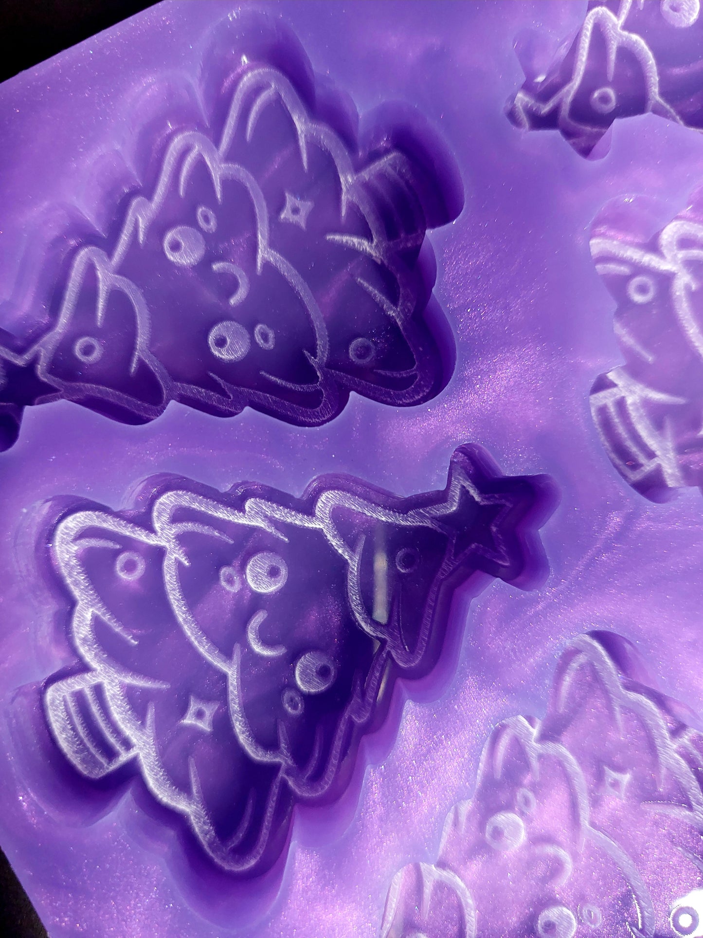 Cute Christmas Tree 6 Cell Silicone Mould for wax, resin, jesmonite, soap etc