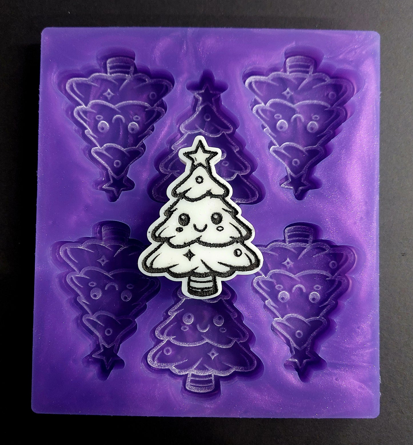 Cute Christmas Tree 6 Cell Silicone Mould for wax, resin, jesmonite, soap etc