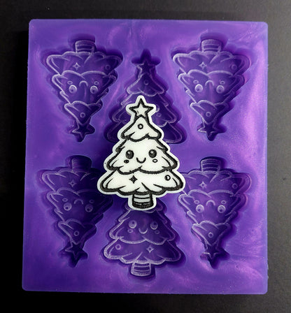 Cute Christmas Tree 6 Cell Silicone Mould for wax, resin, jesmonite, soap etc