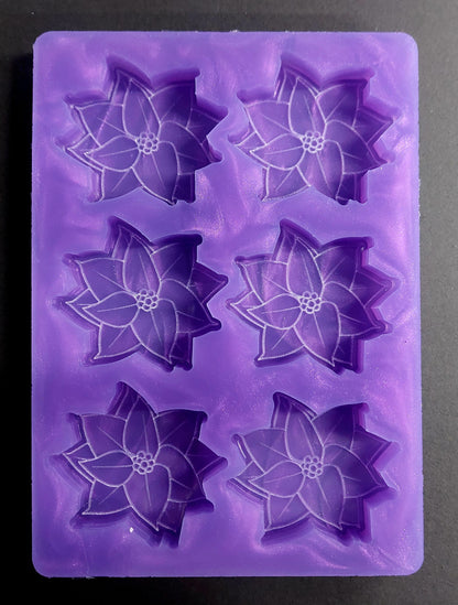 Poinsettia 6 Cell Silicone Mould for wax, resin, jesmonite, soap etc