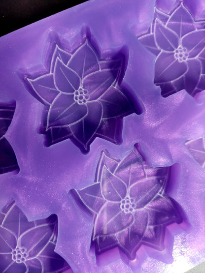 Poinsettia 6 Cell Silicone Mould for wax, resin, jesmonite, soap etc