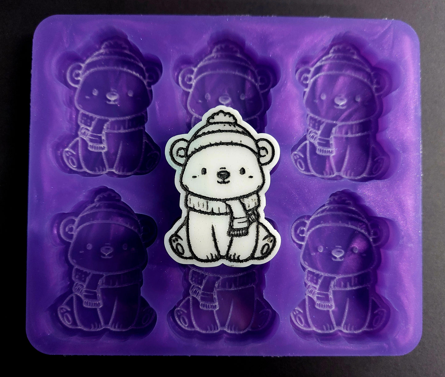 Polar Bear 6 Cell Silicone Mould for wax, resin, jesmonite, soap etc