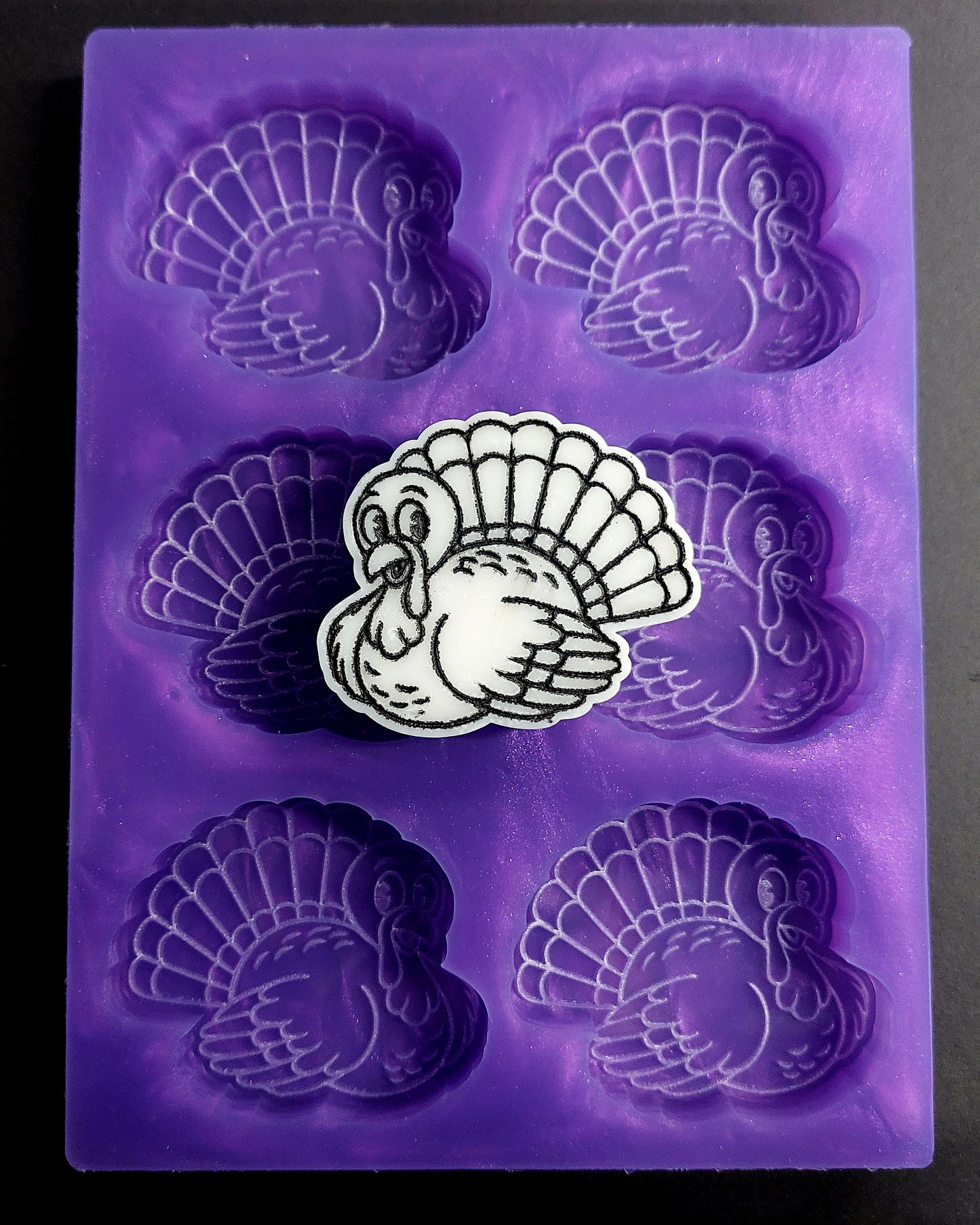 Thanksgiving/Christmas Turkey 6 Cell Silicone Mould for wax, resin, jesmonite, soap etc