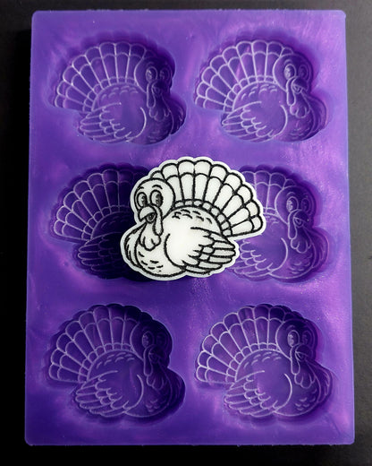 Thanksgiving/Christmas Turkey 6 Cell Silicone Mould for wax, resin, jesmonite, soap etc