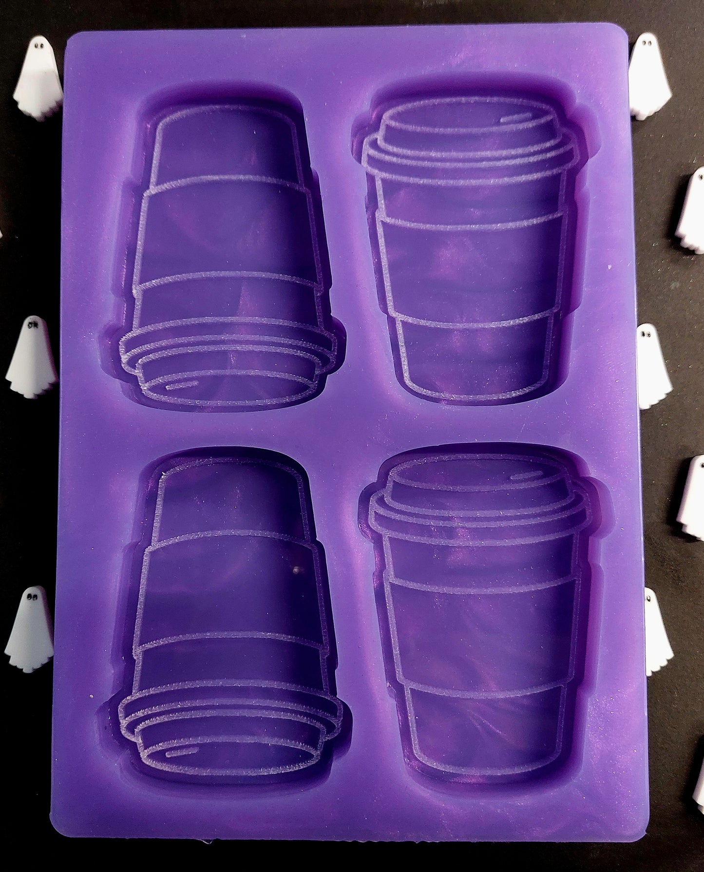 Coffee Take Away Cup 4 Cell Silicone Mould for wax, resin and more