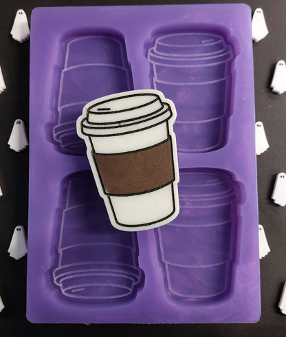 Coffee Take Away Cup 4 Cell Silicone Mould for wax, resin and more