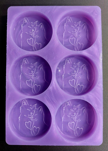 Cats In Love Discs 6 Cell Silicone Mould for wax, resin etc