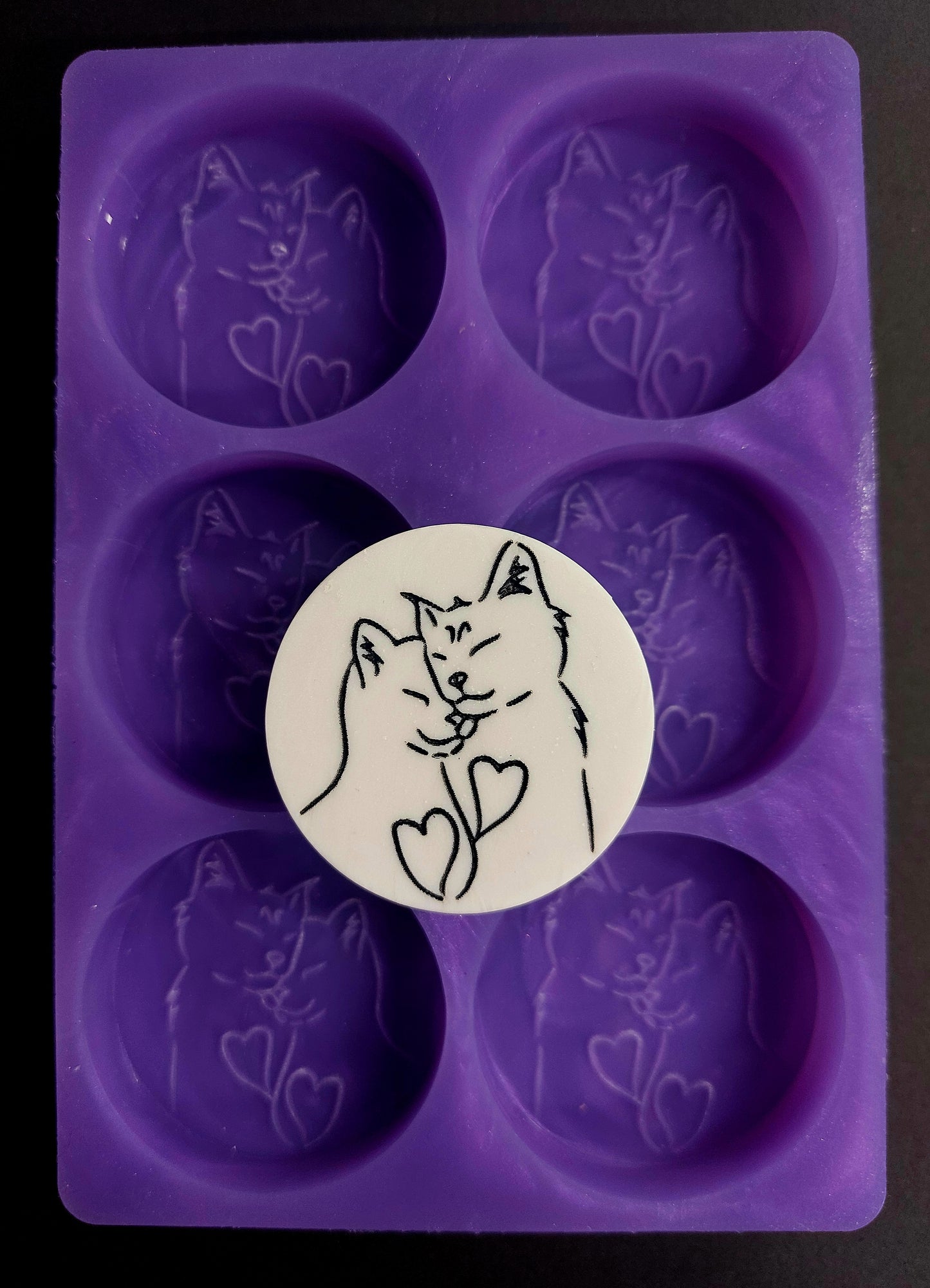 Cats In Love Discs 6 Cell Silicone Mould for wax, resin etc
