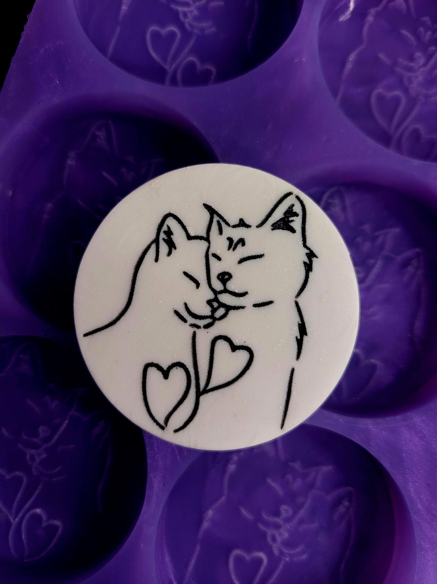 Cats In Love Discs 6 Cell Silicone Mould for wax, resin etc
