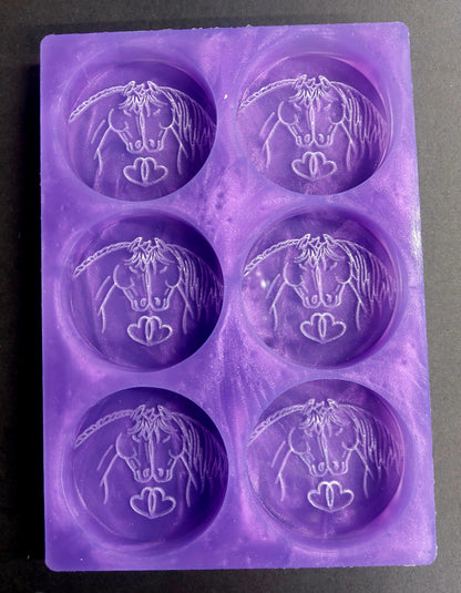 Horses In Love Discs 6 Cell Silicone Mould for wax, resin etc
