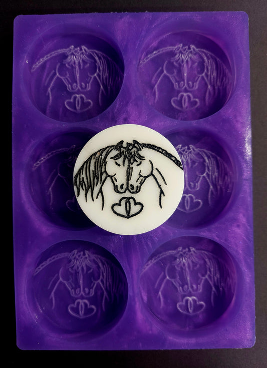 Horses In Love Discs 6 Cell Silicone Mould for wax, resin etc
