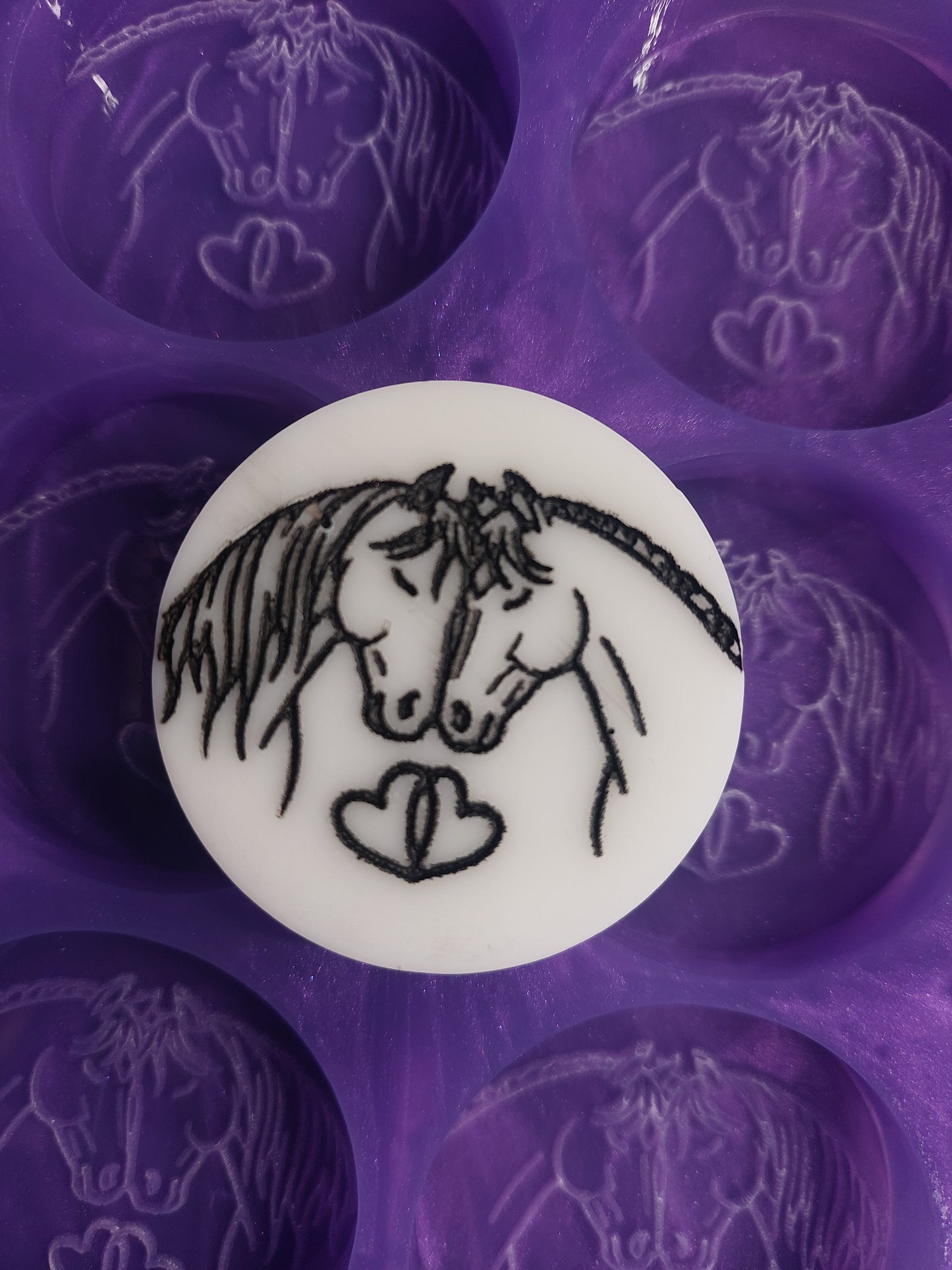 Horses In Love Discs 6 Cell Silicone Mould for wax, resin etc