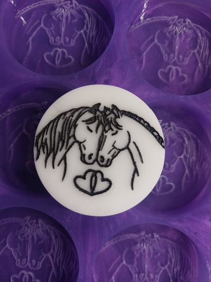 Horses In Love Discs 6 Cell Silicone Mould for wax, resin etc