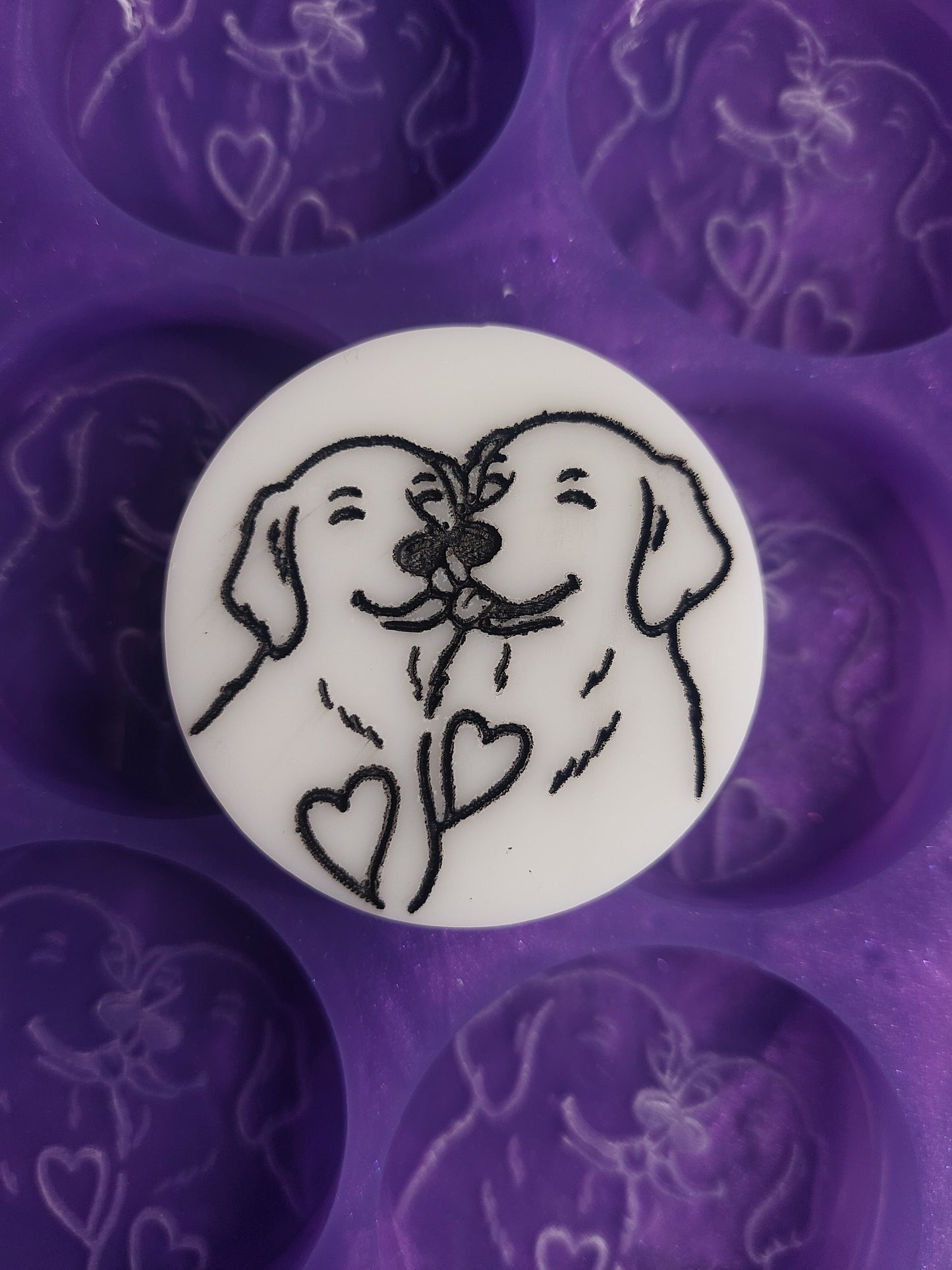 Dogs In Love Discs 6 Cell Silicone Mould for wax, resin etc