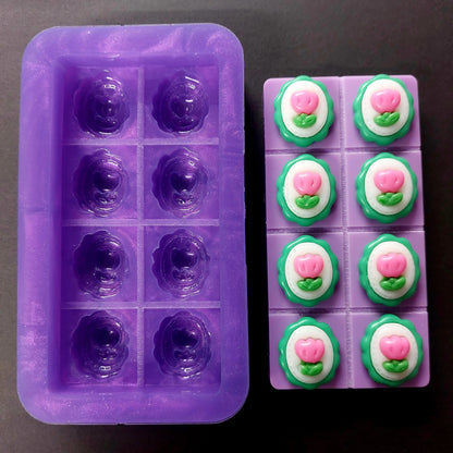 Flower Tops Snapbar Silicone Mould for wax, resin, jesmonite, soap etc