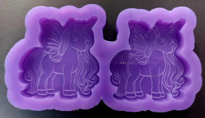 Unicorn Fairy Pony 2 Cell Silicone Mould for wax, resin, jesmonite, soap etc
