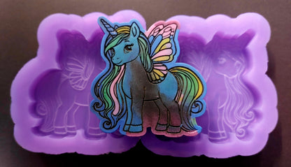 Unicorn Fairy Pony 2 Cell Silicone Mould for wax, resin, jesmonite, soap etc