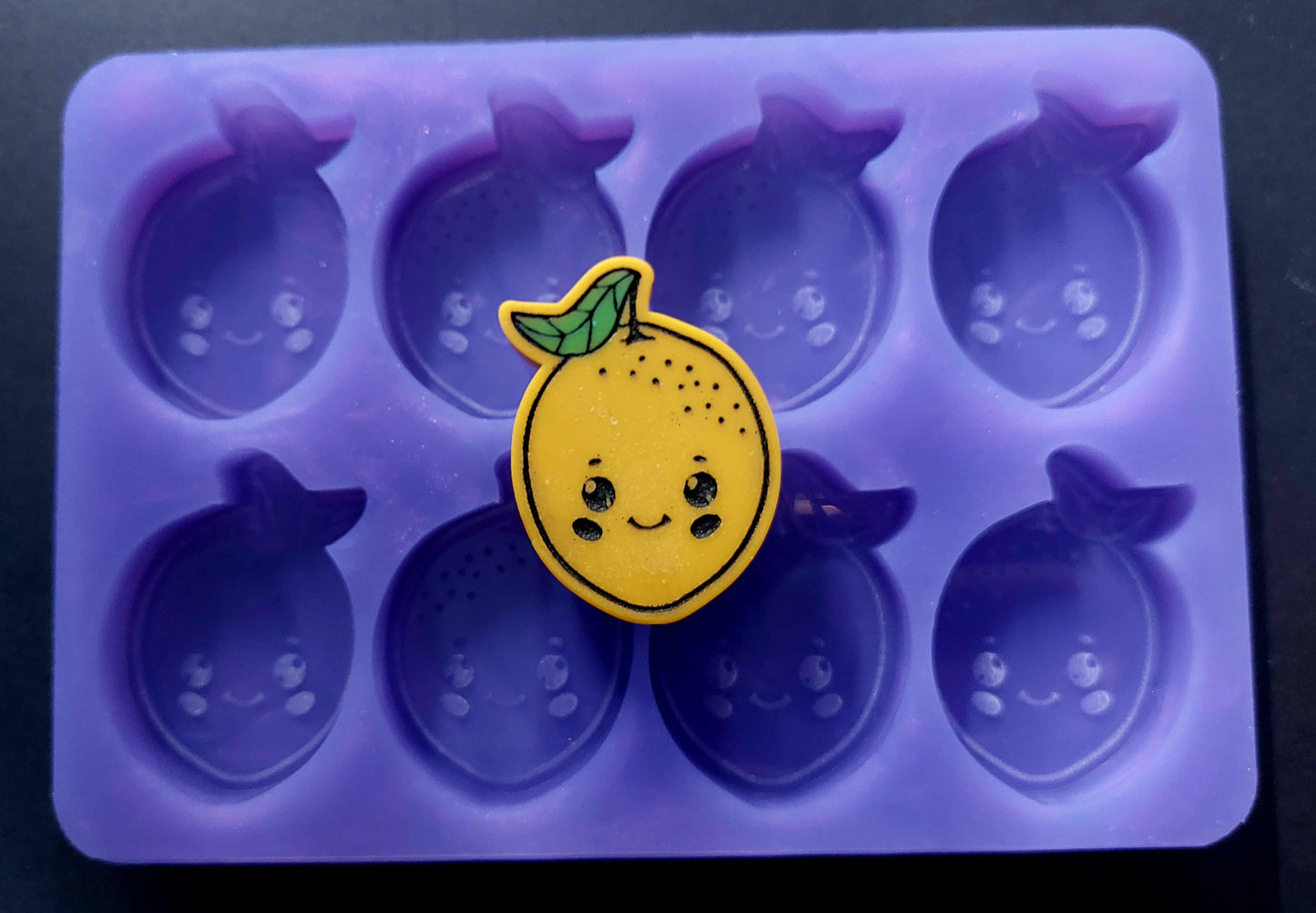 Kawaii Lemon 8 Cell Silicone Mould for wax, resin, jesmonite, soap etc
