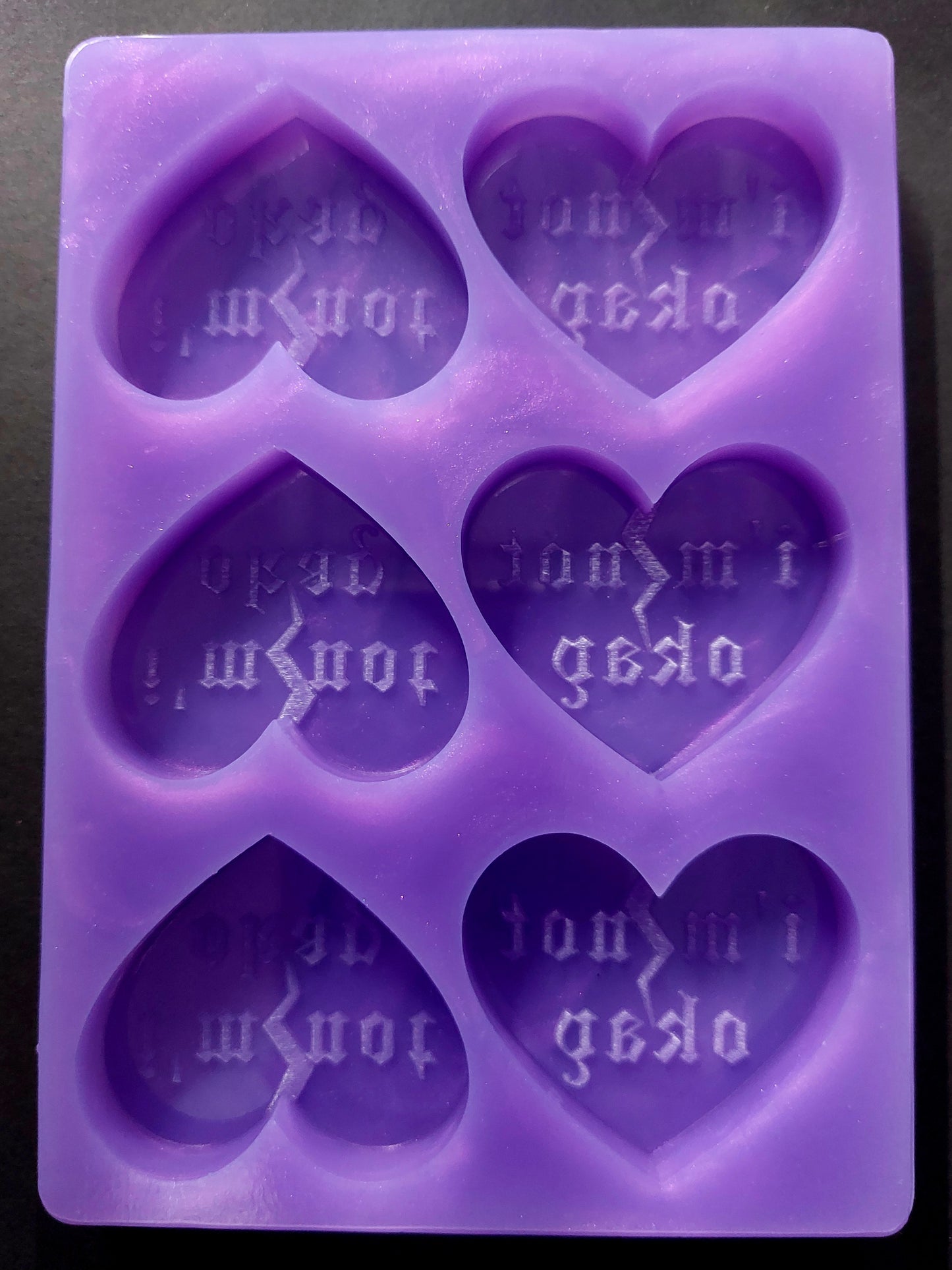 I'm Not Okay Heart 6 Cell Silicone Mould for wax, resin, jesmonite, soap etc