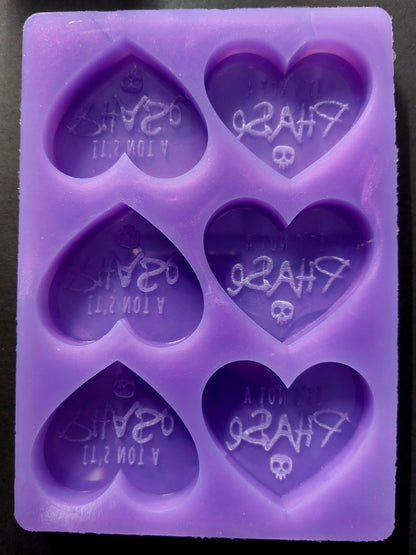 It's Not A Phase Heart 6 Cell Silicone Mould for wax, resin, jesmonite, soap etc