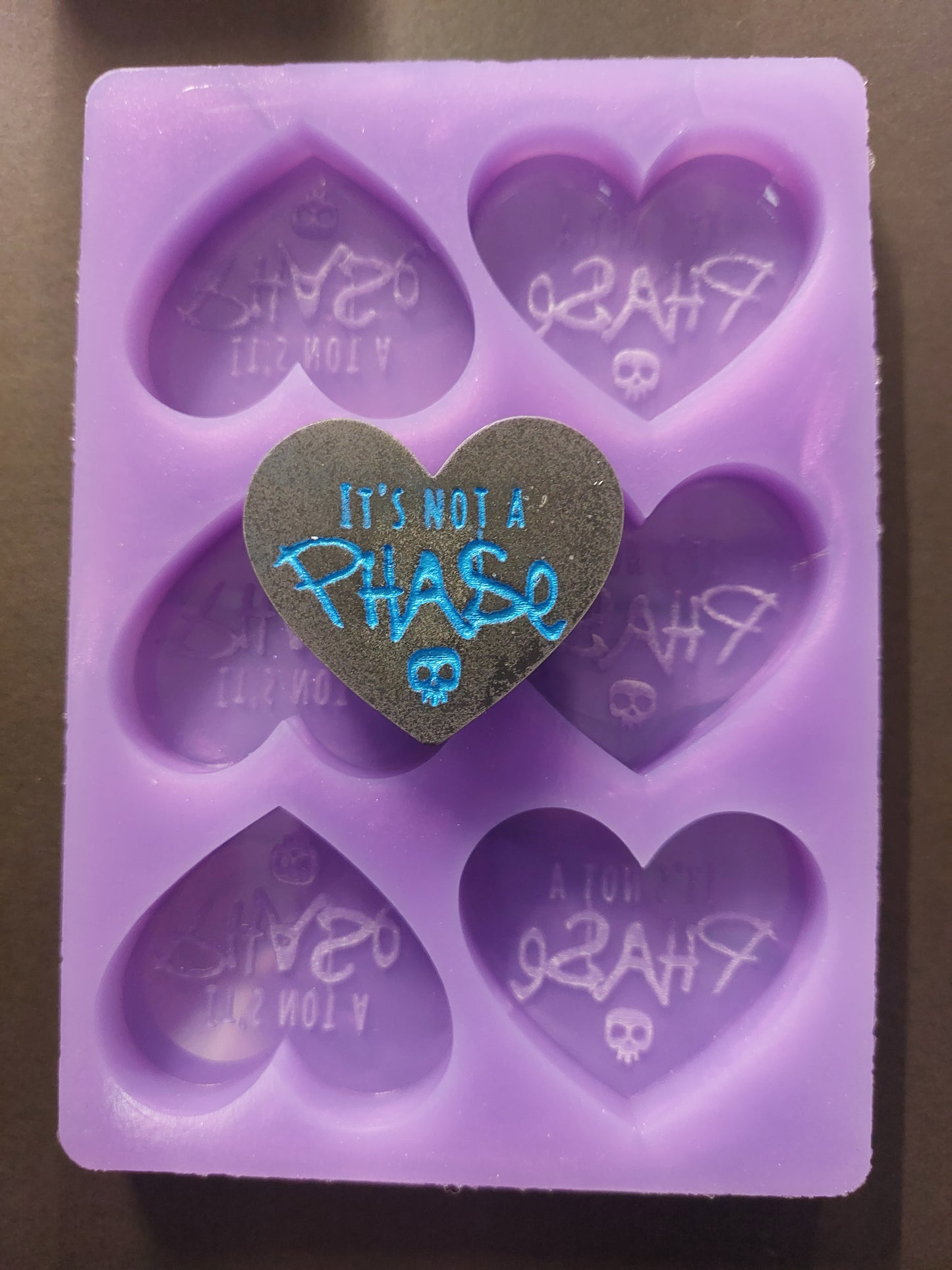 It's Not A Phase Heart 6 Cell Silicone Mould for wax, resin, jesmonite, soap etc