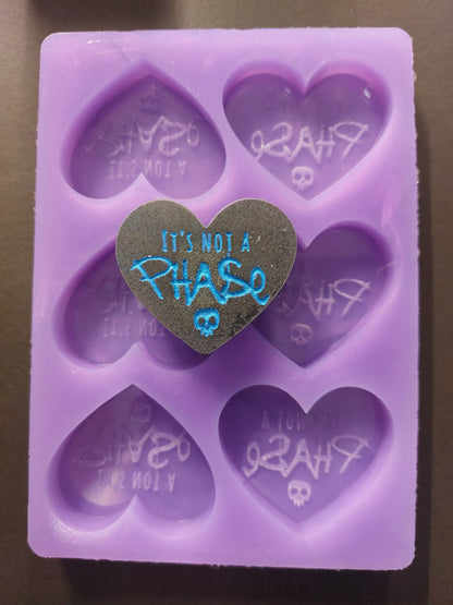 It's Not A Phase Heart 6 Cell Silicone Mould for wax, resin, jesmonite, soap etc