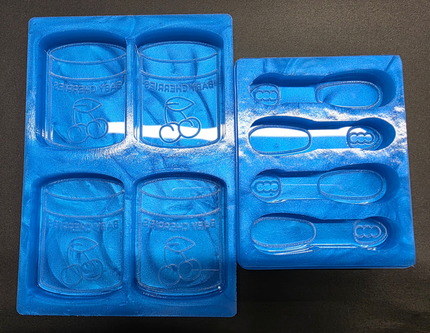 Baby Cherries and Magic Spoon 90s silicone mould set for wax, resin, soap etc