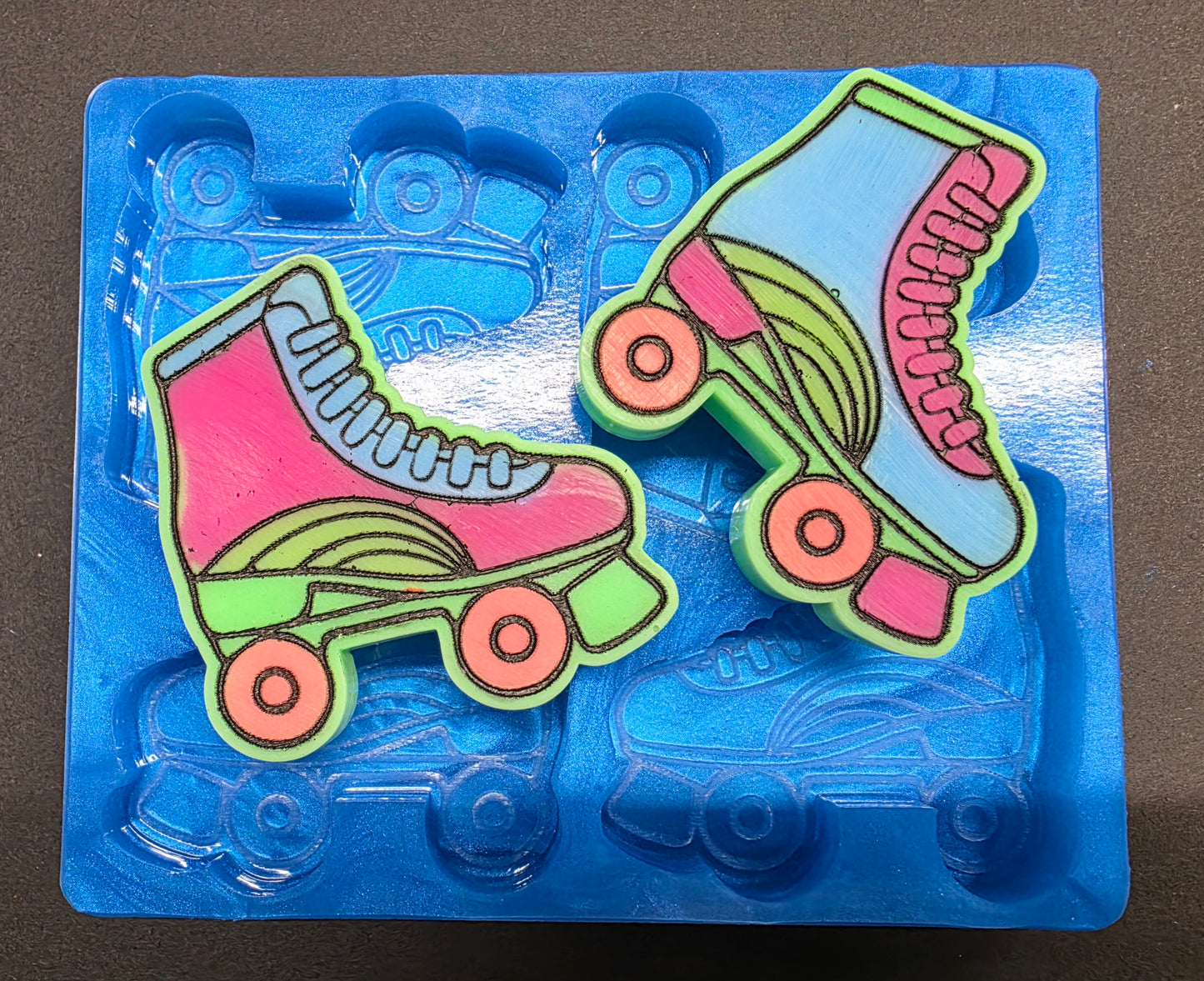 Roller boot 4 Cell silicone mould for wax, resin, soap etc