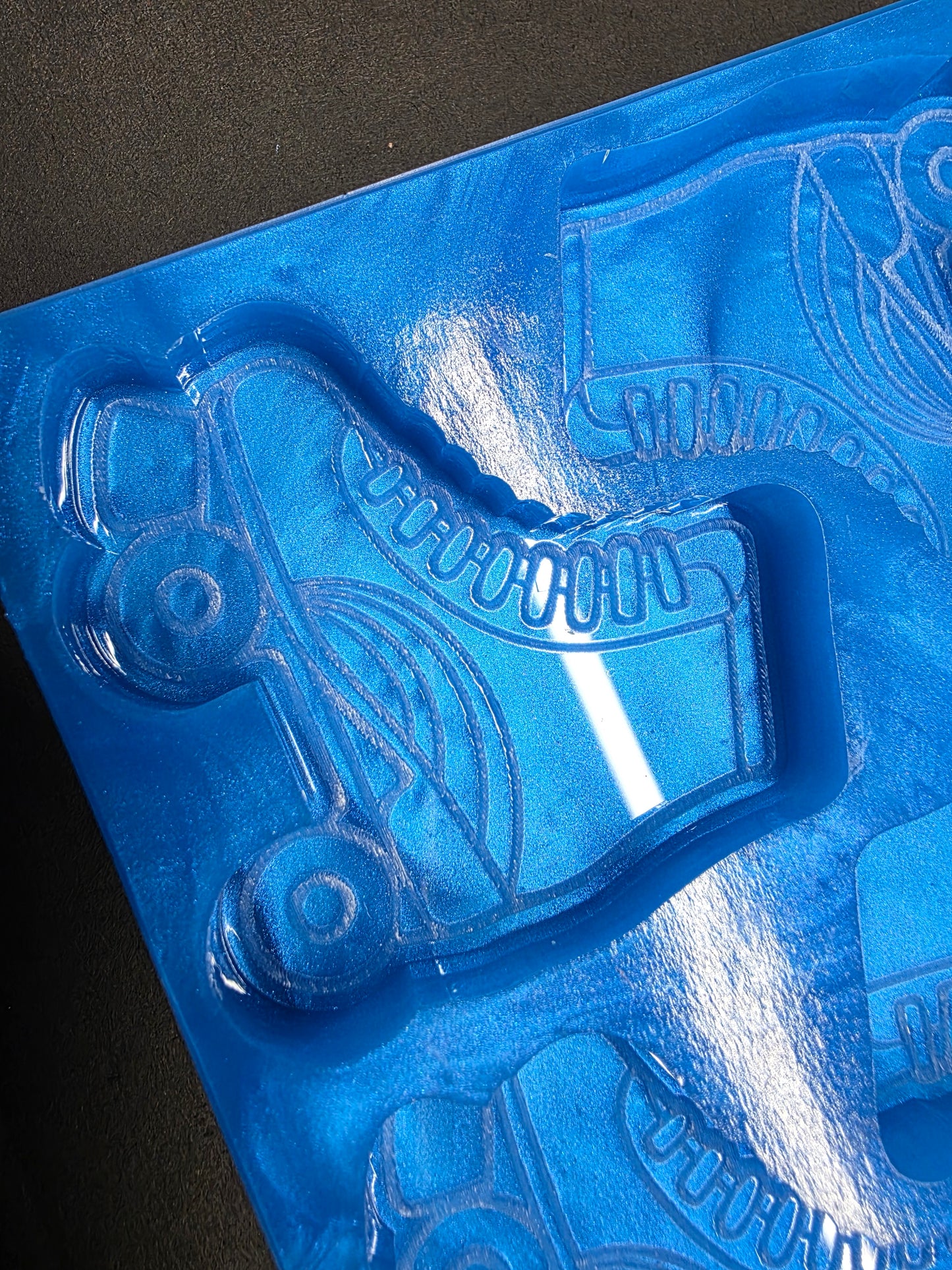 Roller boot 4 Cell silicone mould for wax, resin, soap etc