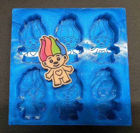 90s Toy Doll Troll 6 Cell silicone mould for wax, resin, soap etc