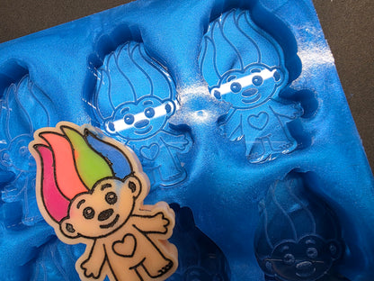 90s Toy Doll Troll 6 Cell silicone mould for wax, resin, soap etc