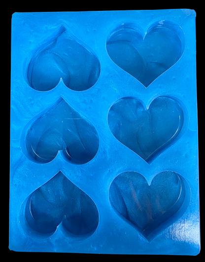Plain Heart 6 cell Silicone Mould for wax, resin, soap etc