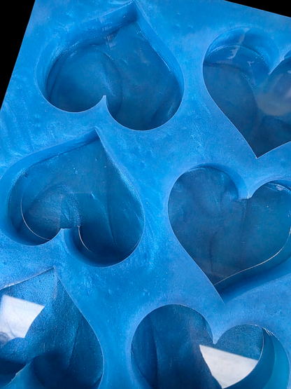Plain Heart 6 cell Silicone Mould for wax, resin, soap etc