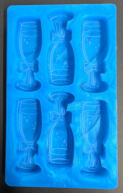 Wedding/Celebration Glass 6 Cell Silicone Mould for wax resin soap