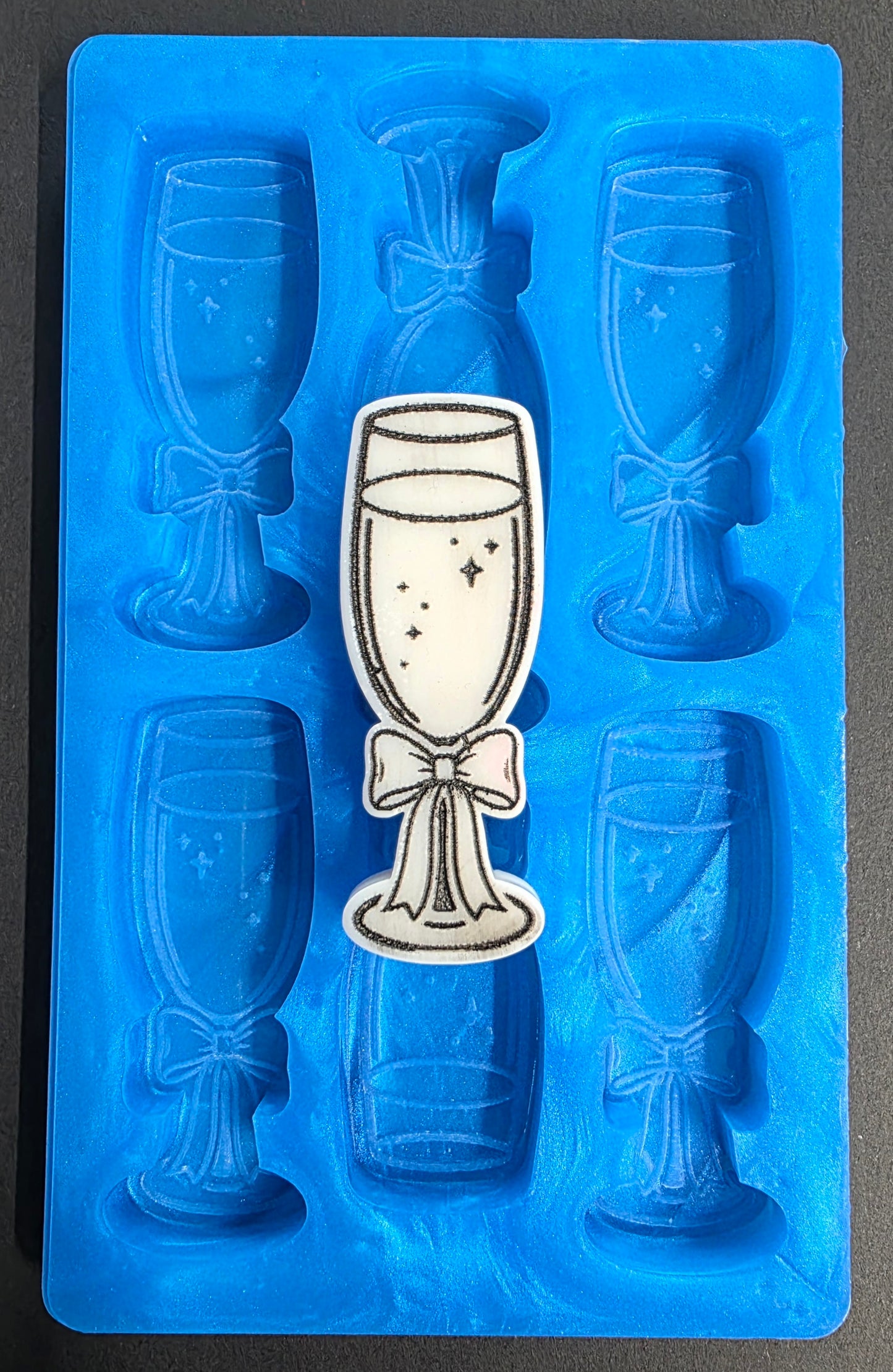Wedding/Celebration Glass 6 Cell Silicone Mould for wax resin soap
