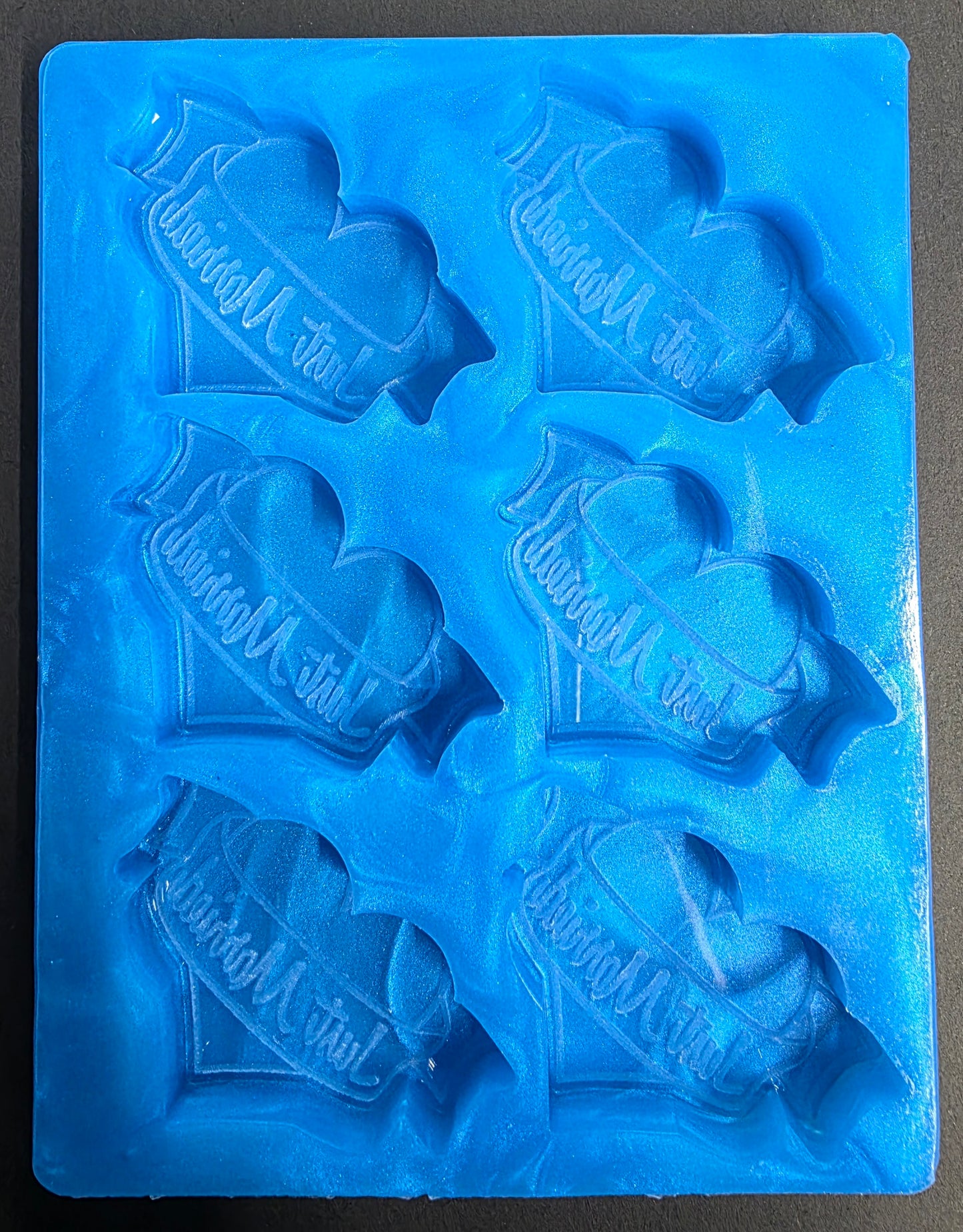 Just Married Heart 6 Cell Silicone Mould for wax resin soap