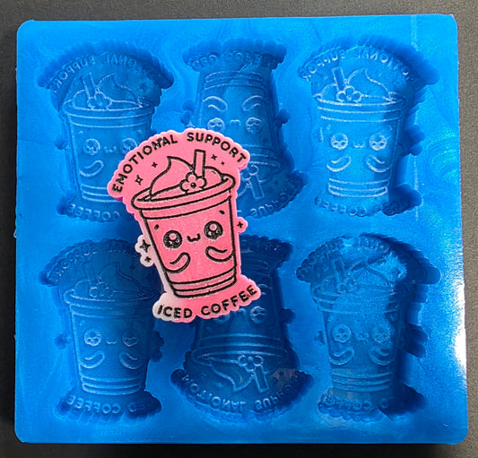 Emotional Support Iced Coffee 6 Cell Silicone Mould for wax, resin, soap